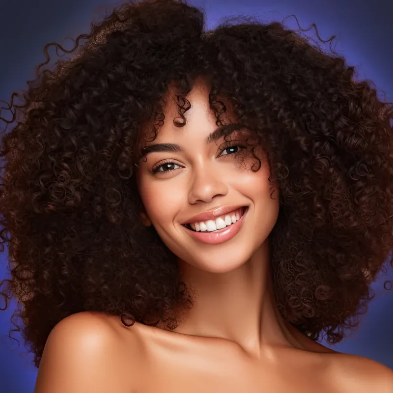 Sulfur8 model tight curls in her hair